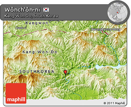 Physical Panoramic Map of Wŏnch'ŏn-ni