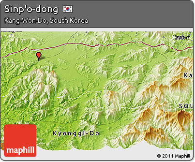 Physical Panoramic Map of Sinp'o-dong