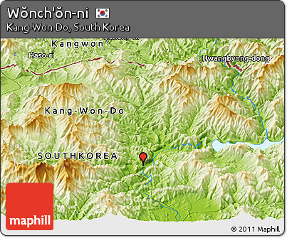 Physical Panoramic Map of Wŏnch'ŏn-ni