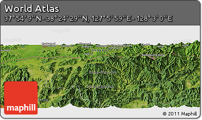Satellite Panoramic Map of the Area around 38° 9' 19" N, 127° 34' 30" E