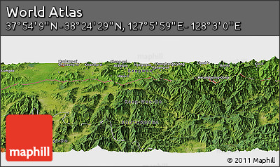 Satellite Panoramic Map of the Area around 38° 9' 19" N, 127° 34' 30" E