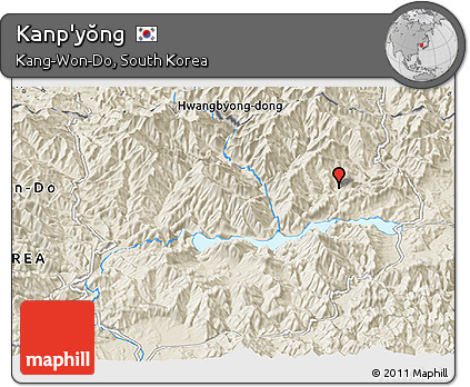 Shaded Relief Panoramic Map of Kanp'yŏng