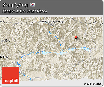 Shaded Relief Panoramic Map of Kanp'yŏng