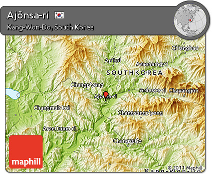 Physical 3D Map of Ajŏnsa-ri