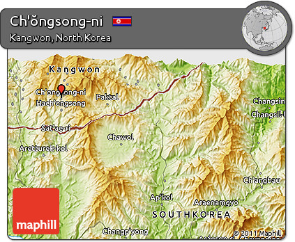 Physical 3D Map of Ch'ŏngsong-ni