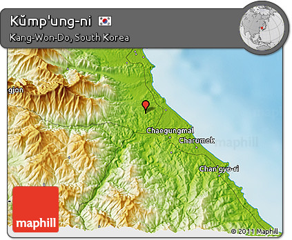 Physical 3D Map of Kŭmp'ung-ni