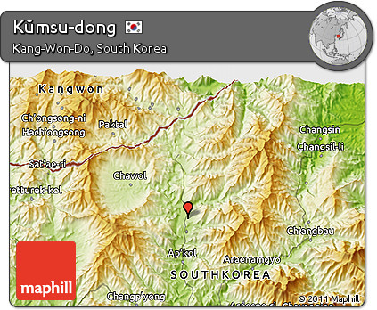 Physical 3D Map of Kŭmsu-dong