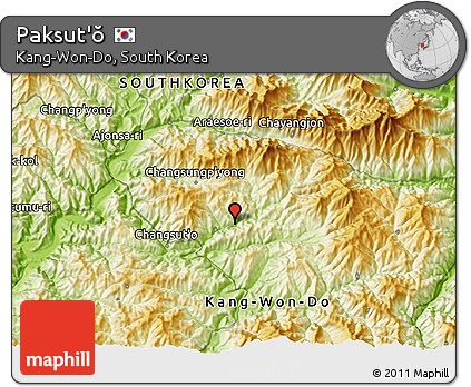 Physical 3D Map of Paksut'ŏ