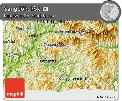 Physical 3D Map of Sangdŏkchŏk