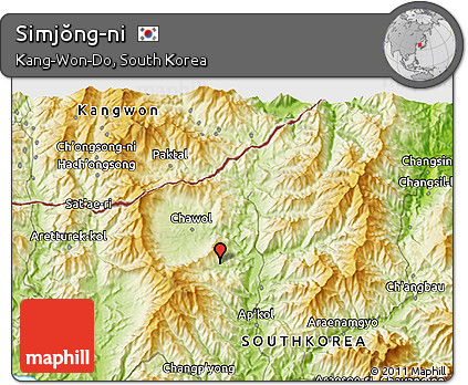 Physical 3D Map of Simjŏng-ni