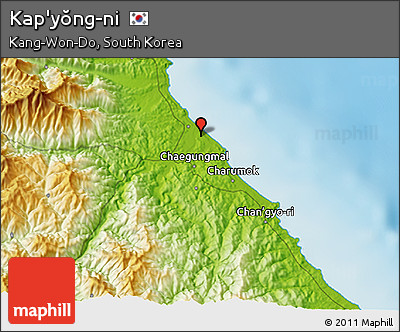 Physical 3D Map of Kap'yŏng-ni