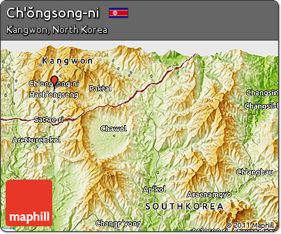 Physical 3D Map of Ch'ŏngsong-ni