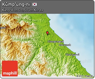 Physical 3D Map of Kŭmp'ung-ni