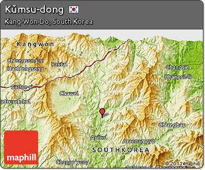 Physical 3D Map of Kŭmsu-dong