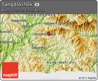 Physical 3D Map of Sangdŏkchŏk