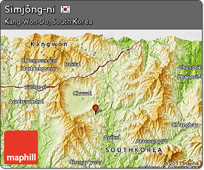 Physical 3D Map of Simjŏng-ni