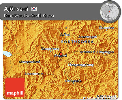 Political 3D Map of Ajŏnsa-ri
