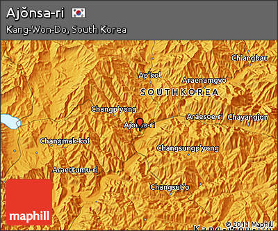 Political 3D Map of Ajŏnsa-ri