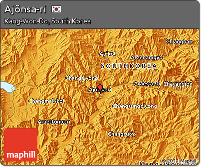 Political 3D Map of Ajŏnsa-ri