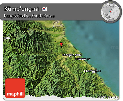 Satellite 3D Map of Kŭmp'ung-ni