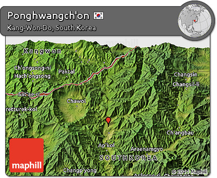 Satellite 3D Map of Ponghwangch'on