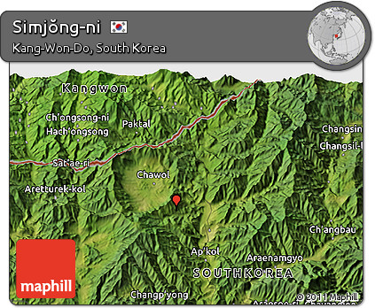 Satellite 3D Map of Simjŏng-ni