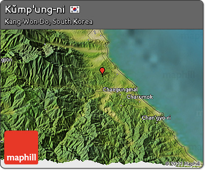Satellite 3D Map of Kŭmp'ung-ni