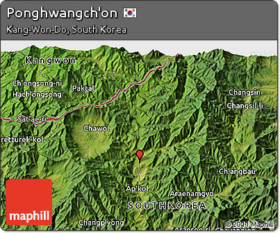 Satellite 3D Map of Ponghwangch'on