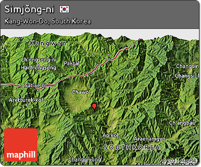 Satellite 3D Map of Simjŏng-ni