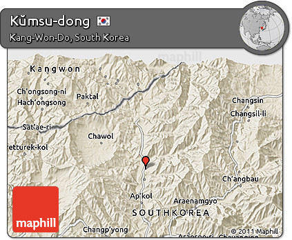 Shaded Relief 3D Map of Kŭmsu-dong