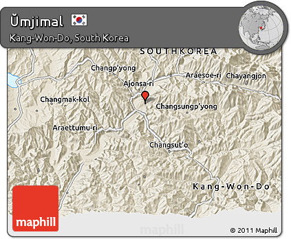 Shaded Relief 3D Map of Ŭmjimal