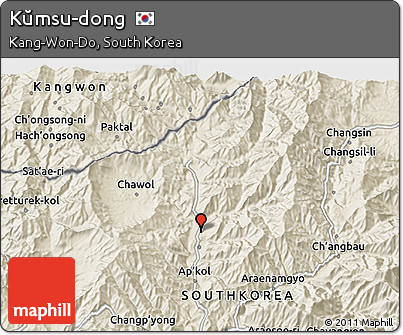 Shaded Relief 3D Map of Kŭmsu-dong