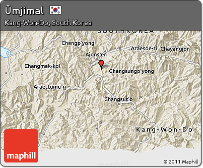 Shaded Relief 3D Map of Ŭmjimal
