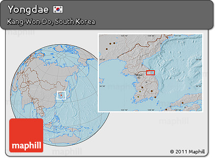 Gray Location Map of Yongdae, hill shading