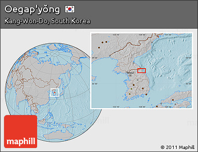 Gray Location Map of Oegap'yŏng, hill shading