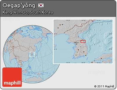 Gray Location Map of Oegap'yŏng, hill shading