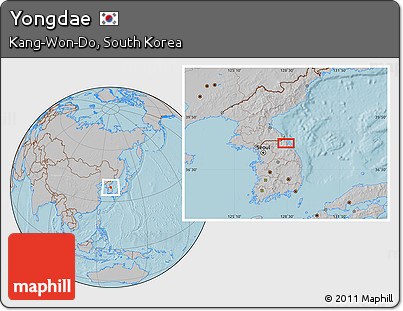 Gray Location Map of Yongdae, hill shading
