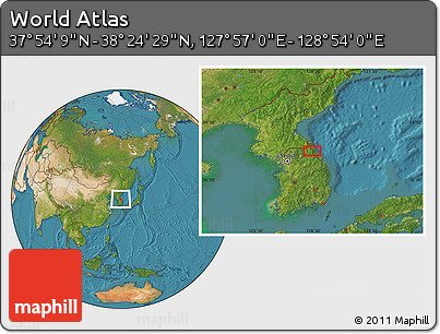 Satellite Location Map of the Area around 38° 9' 19" N, 128° 25' 30" E