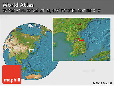 Satellite Location Map of the Area around 38° 9' 19" N, 128° 25' 30" E