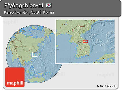 Savanna Style Location Map of P'yŏngch'on-ni, hill shading