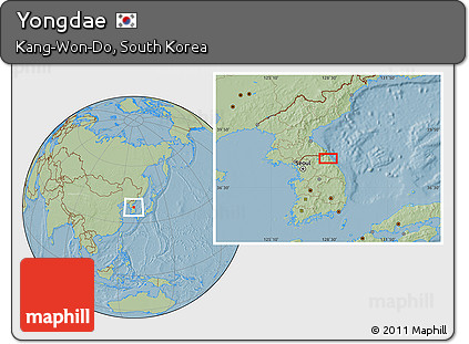 Savanna Style Location Map of Yongdae, hill shading