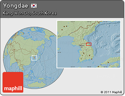 Savanna Style Location Map of Yongdae, hill shading