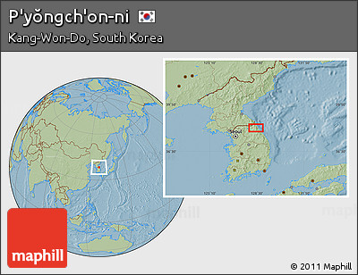 Savanna Style Location Map of P'yŏngch'on-ni, hill shading