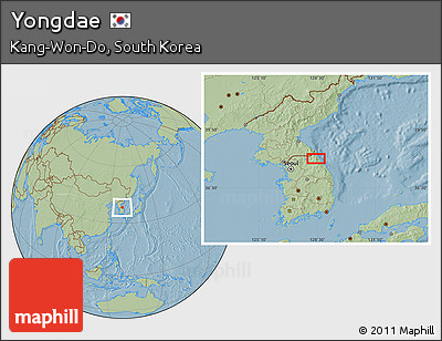 Savanna Style Location Map of Yongdae, hill shading