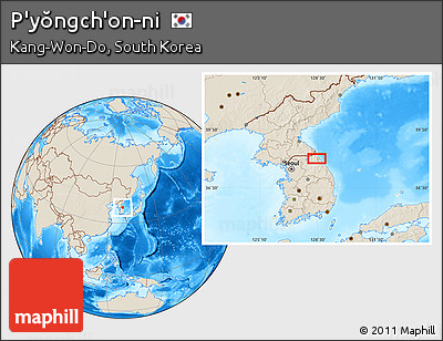 Shaded Relief Location Map of P'yŏngch'on-ni
