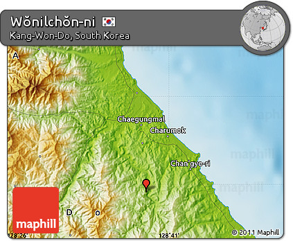 Physical Map of Wŏnilchŏn-ni
