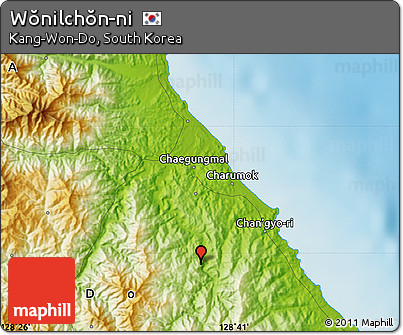Physical Map of Wŏnilchŏn-ni