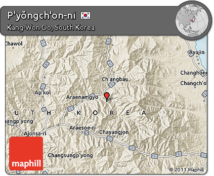 Shaded Relief Map of P'yŏngch'on-ni