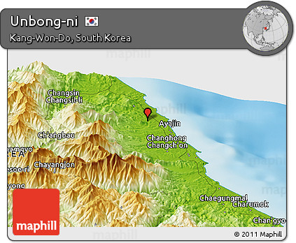 Physical Panoramic Map of Unbong-ni