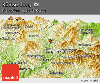 Physical Panoramic Map of Kŭmsu-dong